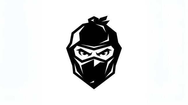 Black and white ninja head logo vector