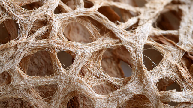 Macro Shot of Natural Organic Wood Fiber Network Texture