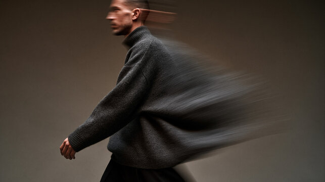 Man Walking Forward with Dynamic Motion Blur Effect