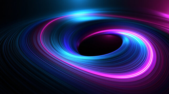 Abstract Futuristic Neon Vortex Background with Blue and Magenta Light Lines