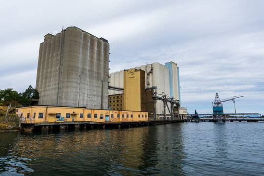 Historic Grain Silos and Industrial Waterfront in Stavanger, Norway