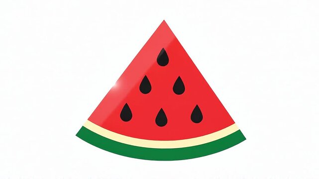 Fresh watermelon slice gently rocking on white plate. Juicy summer fruit cut in half for healthy snack or dessert display.