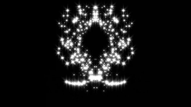 Shining glitter star sparkle animation, white glow fairy dust trail burst, dreamy twinkling shimmer particles overlay, sparkle transition effect, glowing light effect on black background.4k video