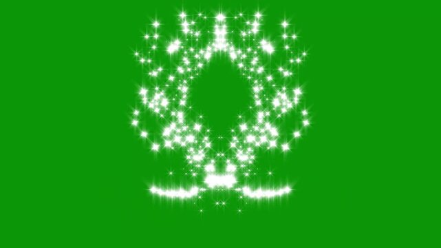 Shining glitter star sparkle animation, white glow fairy dust trail burst, dreamy twinkling shimmer particles overlay, sparkle transition effect, glowing light effect on green background.4k video