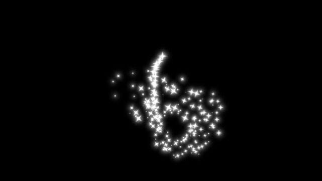 Glitter sparkle shine stars trail burst, white twinkling particles animation, Magical glitter trail line animation, fast glowing star streaks, white shimmer particles on black screen.4k video