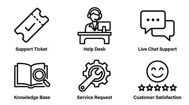 Customer Service and Help Desk Line Icon Collection