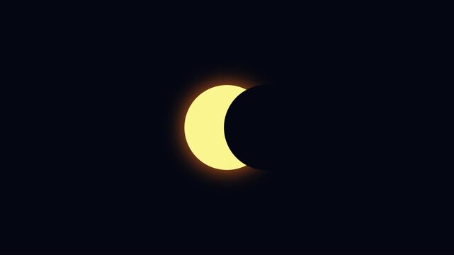 Solar eclipse animation: moon passing over sun in dark space sky 4k astronomy