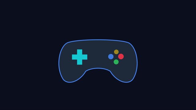 Minimalist gaming controller animation on dark 4k background, for esports and, digital media gamepad joystick