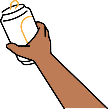 hand with beer can celebration flat style
