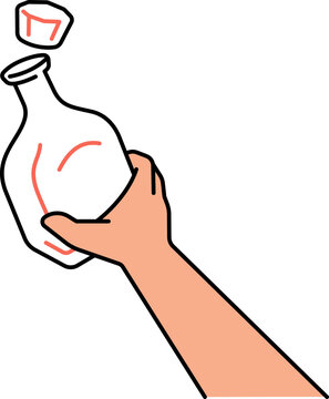 hand with whiskey bottle clinking