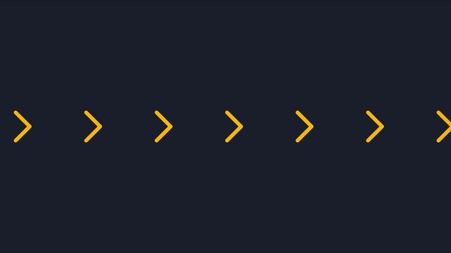 Minimalist moving yellow arrows pattern on dark animation 4k background, for modern motion, and ui direction