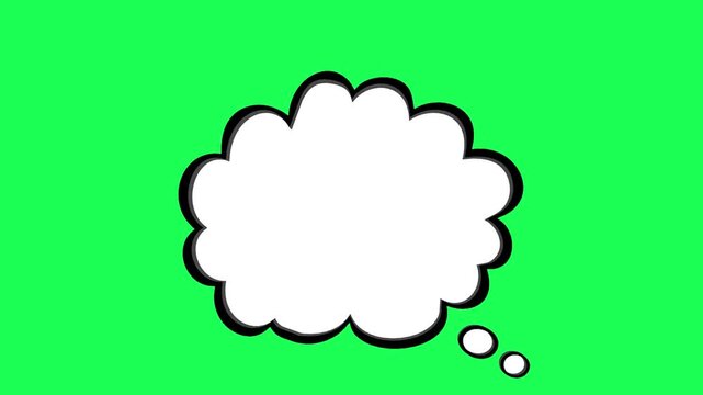 Blank comic book thought bubble on green background