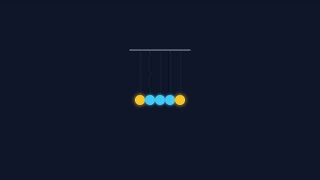 Minimalist newton&rsquo;s cradle animation: physics concept of momentum and kinetic energy transfer 4k newton's cradle