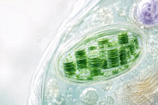 Detailed Chloroplast Structure in Plant Cell, Botanical Biology Background