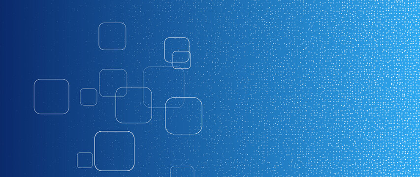 Abstract blue background with white rounded squares and particles