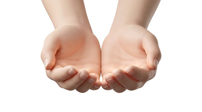 Cupped hands held together. Open palms showing a gesture of giving or receiving.