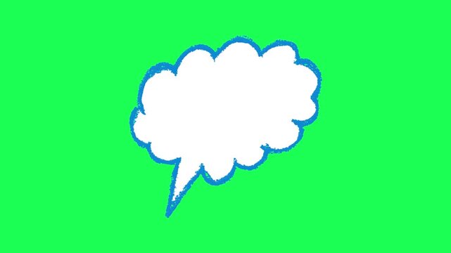 Hand drawn white speech bubble on green background