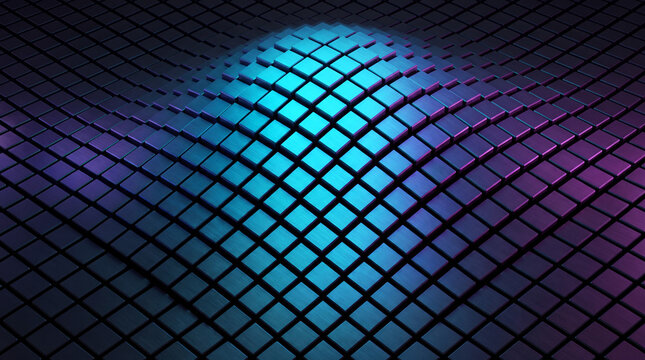 Cyan dome bulging from a purple metallic tile grid