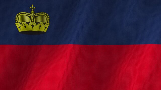 Realistic Liechtenstein waving flag animation in UHD 4K with natural fabric movement. Perfect for broadcasts, documentaries, travel, education, patriotic events, and multimedia productions.