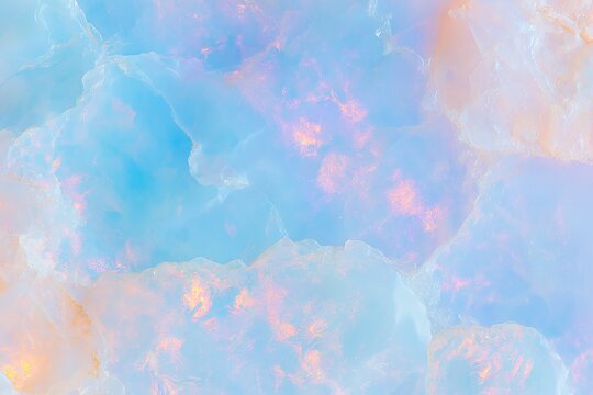 Close up of opalite gemstone surface displaying prismatic colors and translucent textures, highlighting the unique characteristics of this mineral specimen