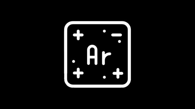 Periodic table element Argon symbol Ar with atomic number 18 and three dots