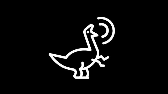 Stylized dinosaur icon with sound waves emanating from its mouth, representing communication or noise