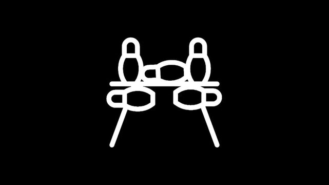 Simple line art icon of a foosball table with players and ball on a black background