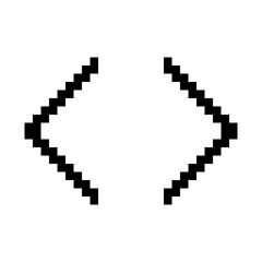 Fototapeta premium Pixel Art Angle Brackets Code Icon Representing Web Development and Programming Script
