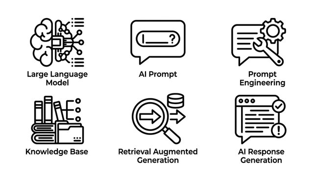 AI icons set for machine learning and LLM workflows