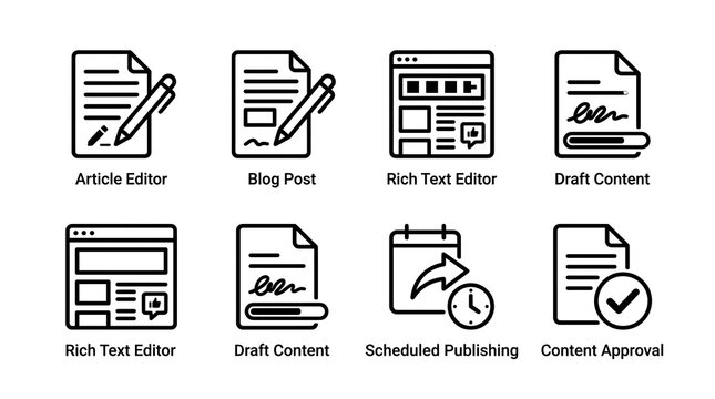 Content Management and Blogging Icon Set for Digital Publishing