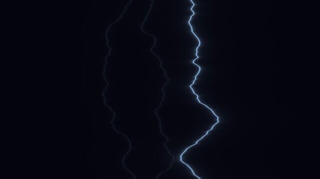 Lightning bolts striking in a dark storm seamless loop, electric flash night sky background