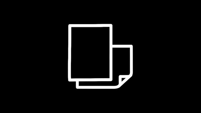 Simple outline icon representing two overlapping documents or pages on a black background