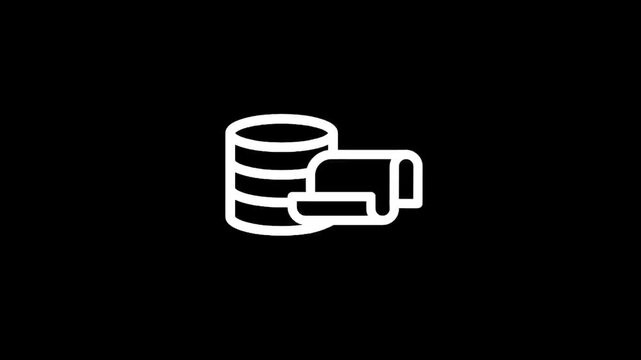 Database icon with a scroll, representing data storage and information management