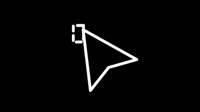 Minimalist white computer mouse cursor arrow icon on a stark black background