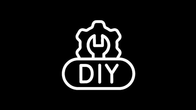 DIY icon with wrench and gear symbol representing do it yourself projects and repairs