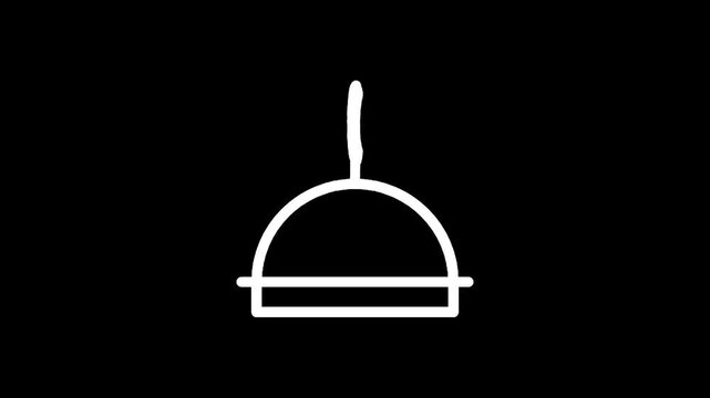 Simple line drawing of a dome-shaped cloche with a handle on a black background