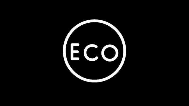 Simple white ECO logo inside a circle on a black background