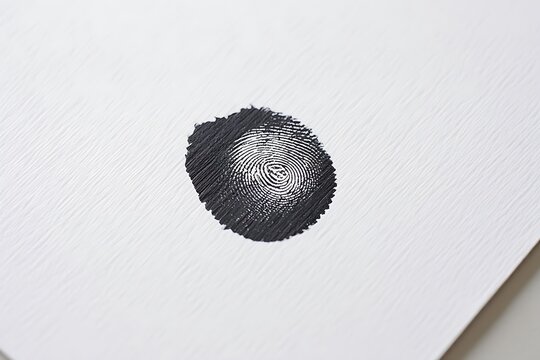 Black ink fingerprint on textured white paper