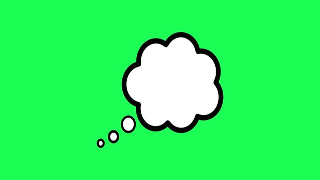 White thought bubble on a bright green background