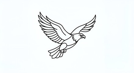 Obraz premium Eagle soaring in flight with wings spread wide. Majestic bird of prey gliding against clear sky for wildlife and nature projects.