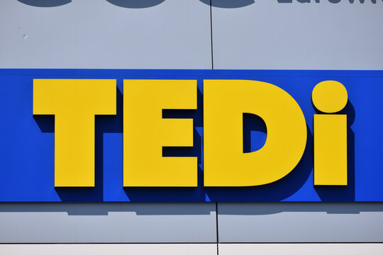 TEDi households store with emblem, signage, logo at Atrium Reduta shopping mall. WARSAW, POLAND - APRIL 18, 2026