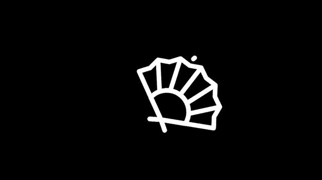 Minimalist white fan icon on a black background, elegant and simple design