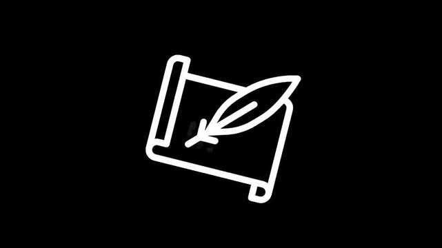 Icon of a scroll with a quill pen writing on it, symbolizing literature and history