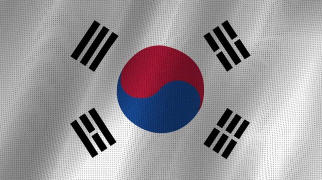 High-quality South Korea waving flag animation in UHD 4K featuring realistic cloth movement.