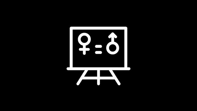 Gender equality symbol on a whiteboard with easel, representing equal rights and opportunities