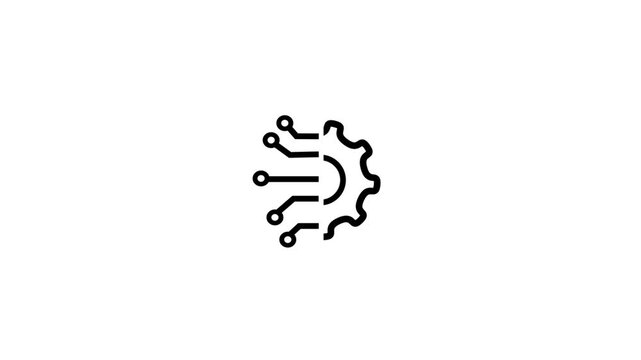 Coding and prompt lineart glow icon with alpha channel on transparent background. 4K motion graphic animation icon set.