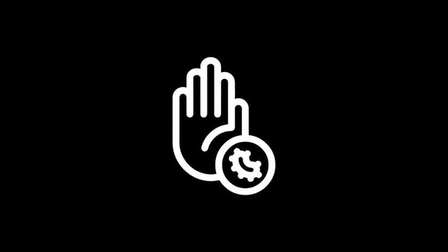 Stop hand icon with virus symbol, representing hygiene and disease prevention