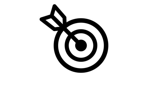Animated bulls eye target with arrow line icon for goal focus and success concept. marketing target icon animation.