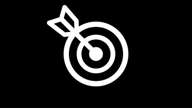 success icon, target outline. 2d, micro animation, cartoon, illustration, sketch, clip art, vector. Web page sign in black and white. Alpha channel.