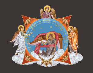 Fototapeta premium Divine Harmony of Winged Seraphim in Sacred Light